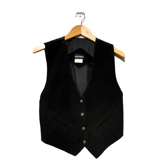 Paul Harris Vest Size M Black Suede Leather Snap Front Pockets Oklahoma - Picture 1 of 9